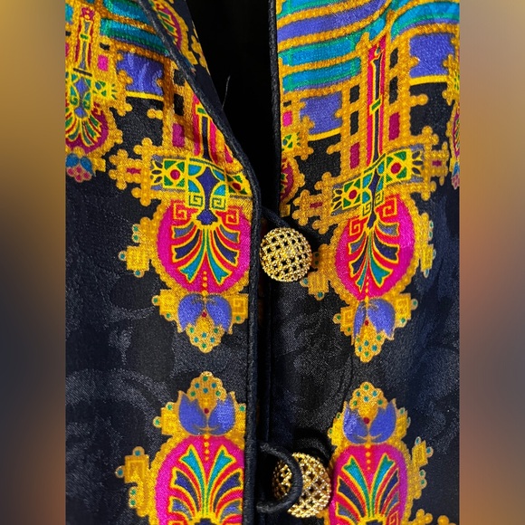 Vibrant Print 80s 100% Silk  Safe Silk by Adrianna Pappel VINTAGE BLAZER - Picture 3 of 7